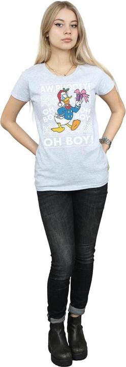 Actual product image Disney Womens/Ladies Donald Duck Christmas Fair Isle Cotton T-Shirt (XL)