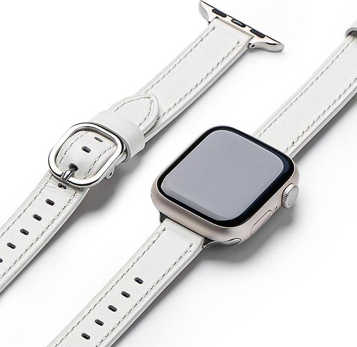 Produktbild Ringke - Leather One Slim - Apple Watch SE 40mm - White (Edelstahl, Natürliches Leder)