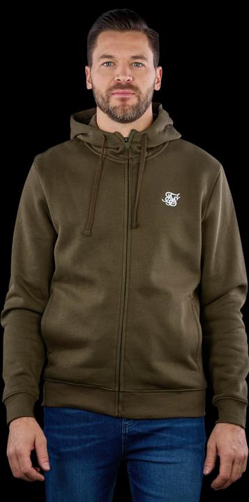 Siksilk Kapuzenpullover Khaki Essential Zip Through Funnel Hoodie