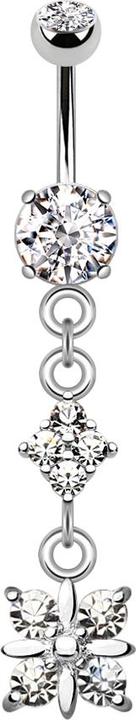 Immagine prodotto Star Piercing Banana in argento con due sfere di cristallo ciondolo in argento con diamante e quattro cristalli (Ottone, Acciaio chirurgico 316L)