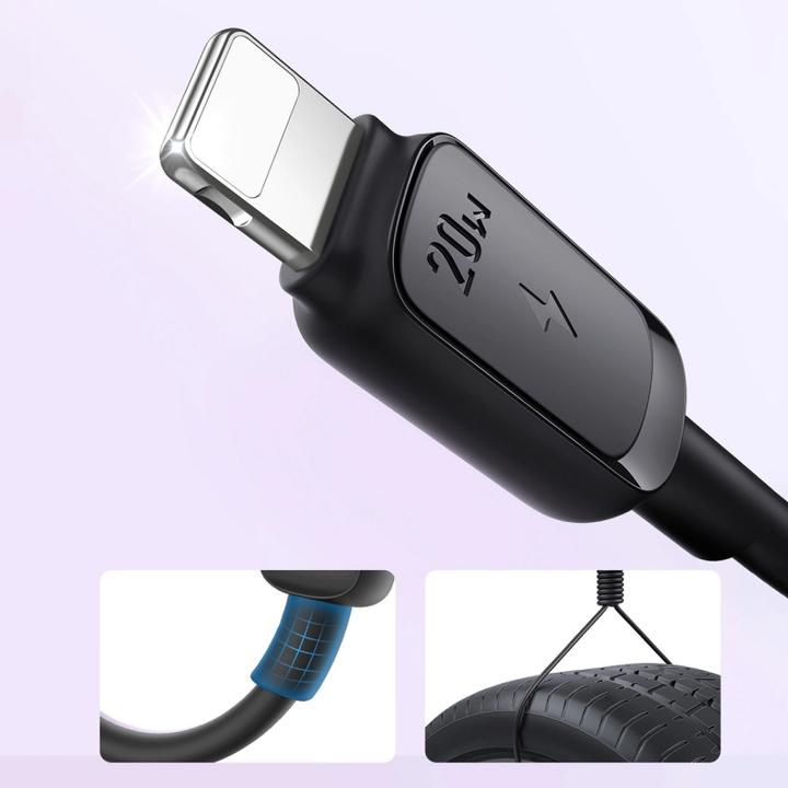 Image du produit Joyroom Color Series USB-C - Câble Lightning 20W, 1.2m - Noir (1.20 m, USB 3.2 Gen 2)