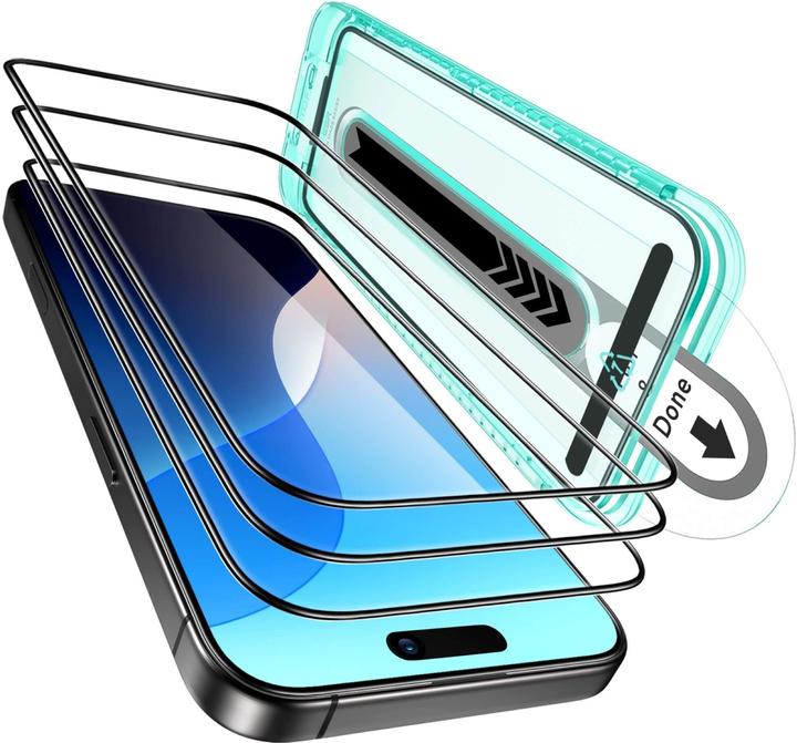 Actual product image ESR Tempered glass display protection (1 Piece, Apple iPhone 16, Apple iPhone 15)