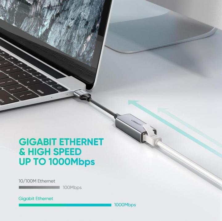 Actual product image Ugreen Ethernet Adapter (USB, RJ45 Gigabit Ethernet (1x))