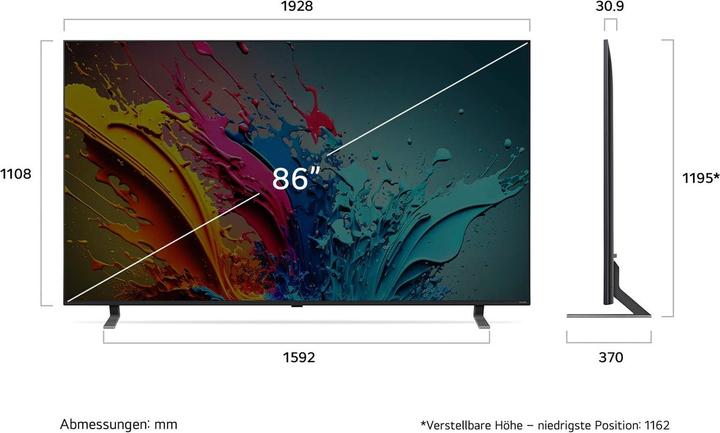 Actual product image LG 86QNED85T6C (218 cm (86 inch), black, UltraHD/4K, HDR10, triple tuner, AI processor, 120Hz panel) (86", QNED85, QNED, 4K)