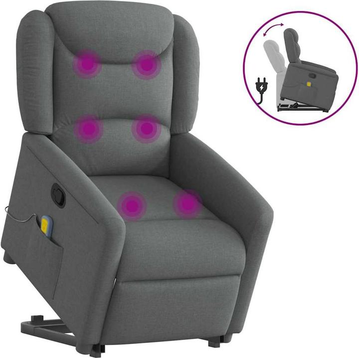 Produktbild VidaXL Massagesessel mit Aufstehhilfe Dunkelgrau Stoff