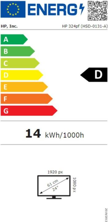 Energy Label HP MON Series 3 Pro 23.8 inch FHD Monitor - 324pf - Flachbildschirm (TFT/LCD) (1920 x 1080 pixels, 23.80")