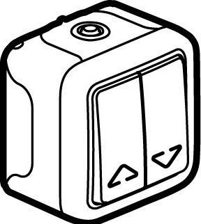 Image du produit Legrand Plexo55 Bascule bouton poussoir volet contact 1 pôle résistant à l'humidité en saillie gris 069729