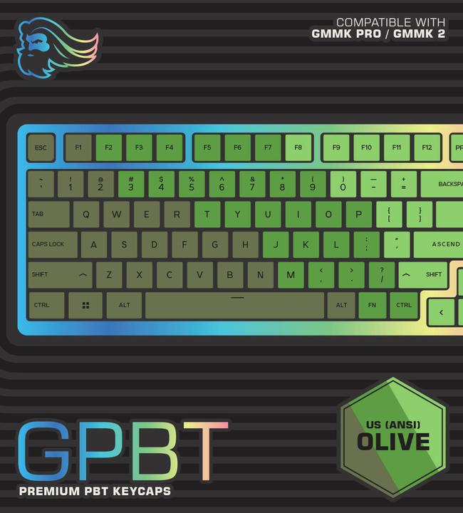 Actual product image Glorious PC Gaming Race GPBT Keycaps - 114 PBT keycaps, ANSI, US layout