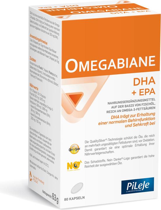 Nutritional values and ingredients Omegabiane DHA + EPA capsule (80 Piece, Capsules, 102 g)