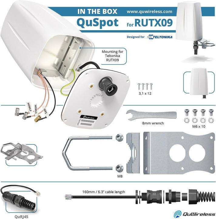 Actual product image Teltonika LTE Antenna QuSpot AX09S Outdoor Housing for RUT-X09 (2G)