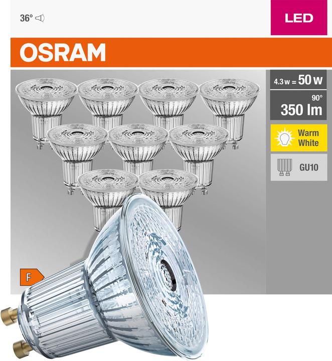Actual product image Osram Led Base Par16 (GU10, 4.30 W, 350 lm, 10 x, F)