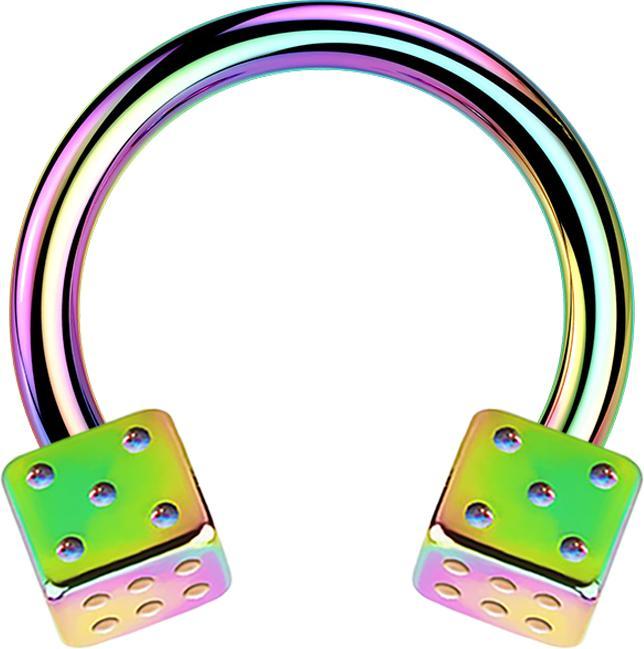 Star Piercing Circular Barbell farbig mit zwei Würfel (ohne Messing, Chirurgenstahl 316L)