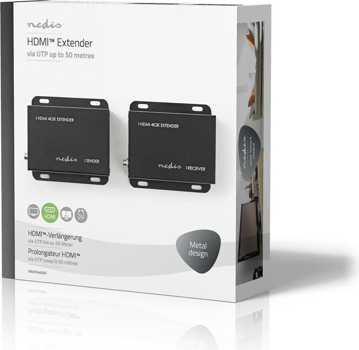 Image du produit Nedis HDMI Extender|Sur CAT6| jusqu'à 50.0 m| 4Ka30Hz| 10.2 Gbps| (1 m, HDMI)
