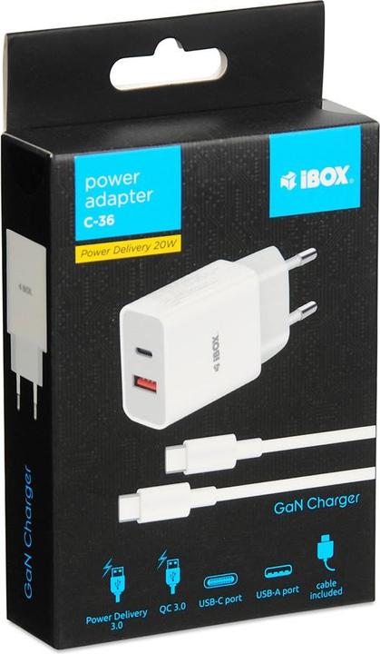Actual product image iBox Travel charger I-BOX C-36 PD20W white (20 W)