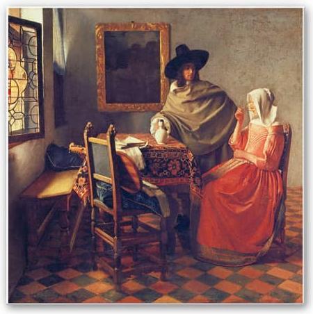 Image du produit Trenddeko Vermeer - Le verre de vin (70 x 70 cm)