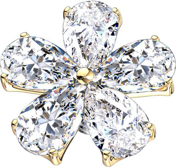Actual product image Star Piercing Gold-plated dermal anchor flower with crystal drops (Surgical steel 316L, Brass)