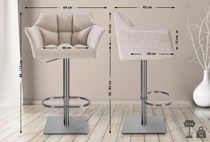 Image du produit CLP Tabouret de bar Damaso E tissu, ivoire