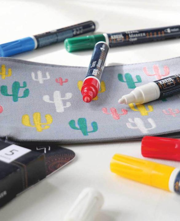 Immagine prodotto Kreul Texi Mäx Opak Set di Base (Giallo, Verde, Bianco, Blu, Rosso, 4 mm, 5 x)