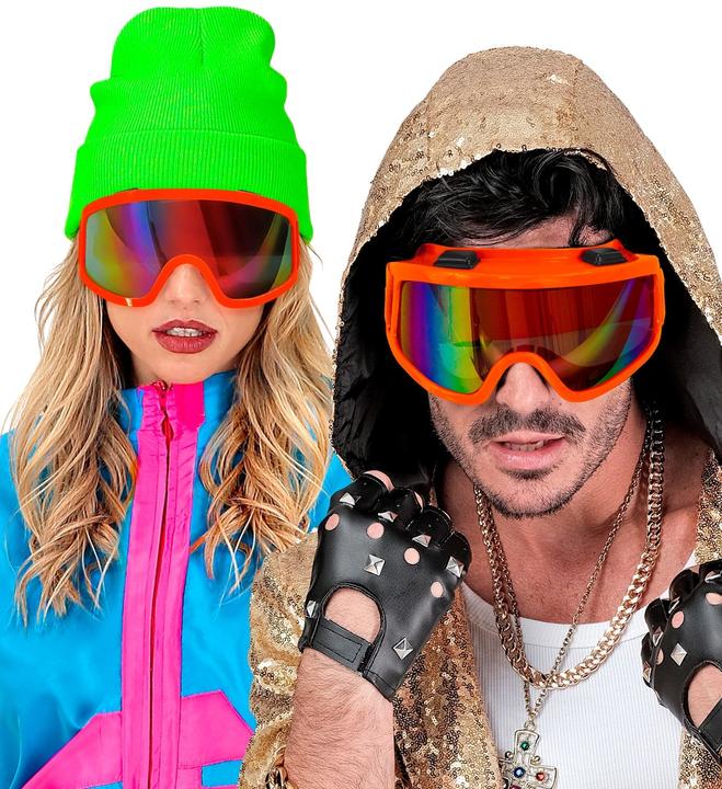 Actual product image Widmann Neon orange 80s ski goggles