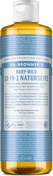 Actual product image Dr. Bronner's 18-in-1 Baby Mild (Liquid soap, 475 ml)
