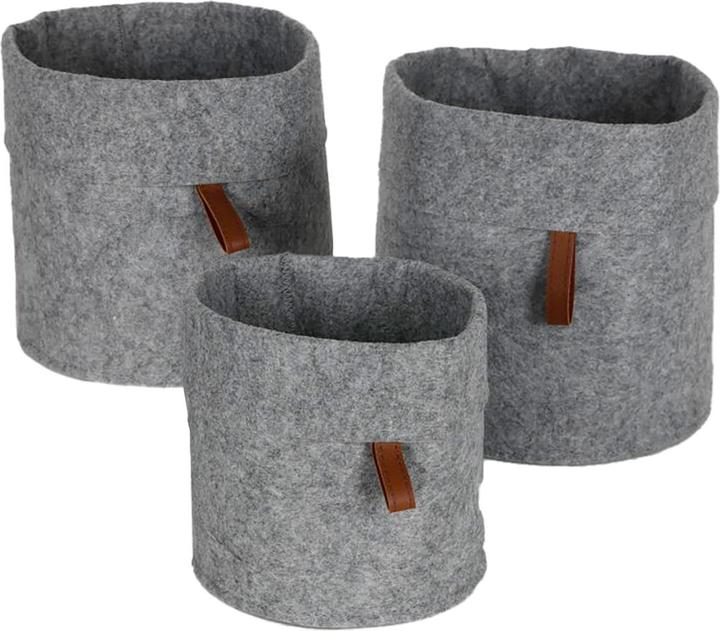 Casativo 3er-Set Aufbewahrungskörbe aus Filz, anthrazit, 3 unterschiedliche Grössen (3 x)
