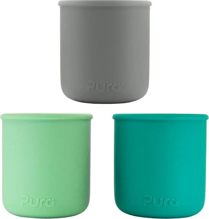 Image du produit Pura My-My Gobelet en silicone, Lot de 3 - menthe, vert & gris