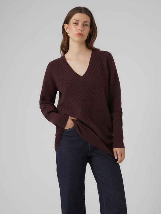 Produktbild Vero Moda VMANJASTINNA LONG V-NEK PULLOVER GA EXC Strickpullover (L)