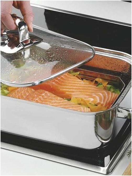 Produktbild WMF Dampfgarer Bräter 6,5l Glasdeckel Garblech Vitalis Aroma Edelstahl Induktion