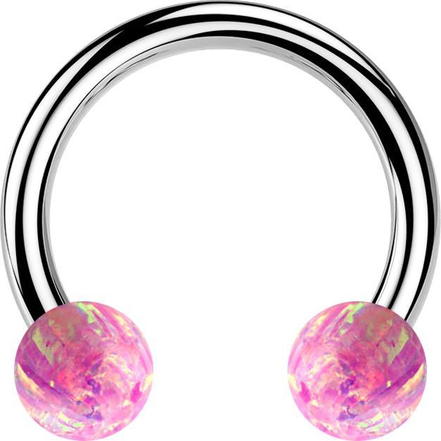 Produktbild Star Piercing Circular Barbell silber mit zwei Kugeln Opal pink (ohne Messing, Chirurgenstahl 316L)