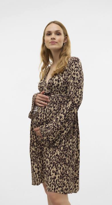 Produktbild Mamalicious Normal geschnitten V-Ausschnitt Elastische Bündchen Ballonärmel Kurzes Kleid Kleid (XS)