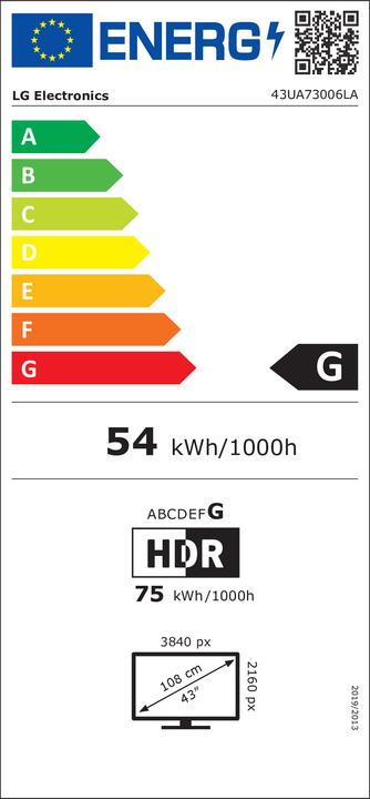 Energy Label LG 43UA73006LA (43", LED, 4K, 2025)