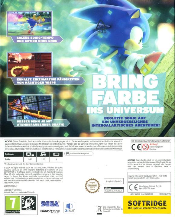 Actual product image Plaion Sonic Colours: Ultimate Ultimate English, Italian Nintendo Switch (Switch, Switch Lite, Switch OLED)