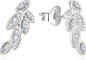 Actual product image Beneto Longitudinal silver earrings with zircons AGUP2298 (L)