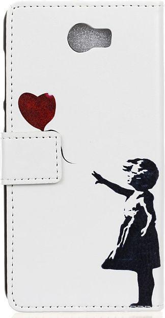 Actual product image MU Style Leather flip case with girl and flying balloon (Huawei Y6 II Compact)