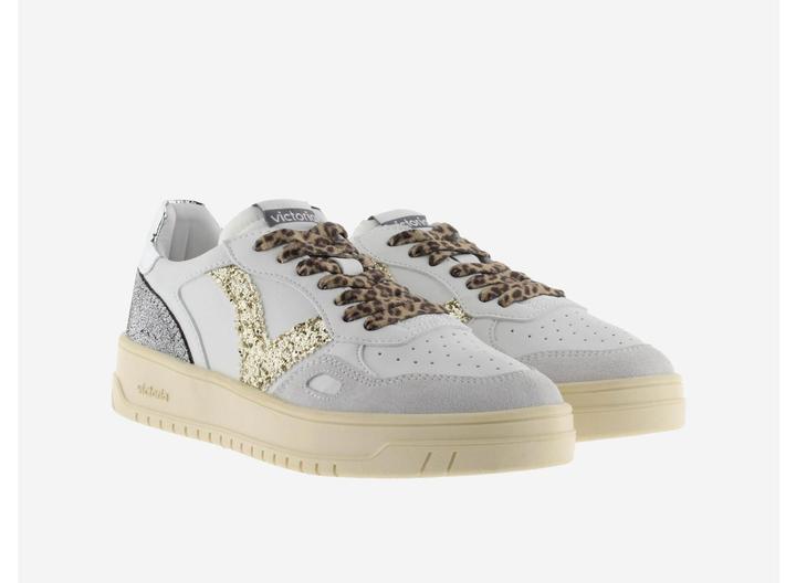 Actual product image Victoria Ladies' white and gold leather effect trainers (39)