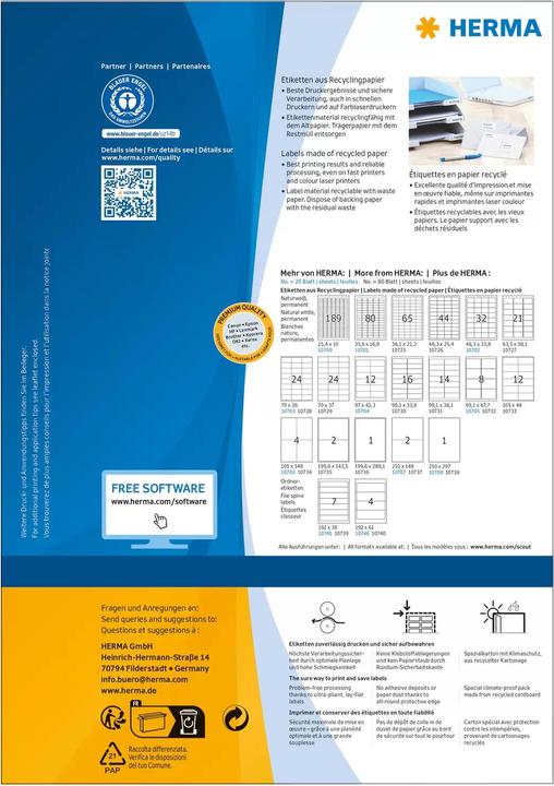 Produktbild HERMA Recycling Etiketten A4