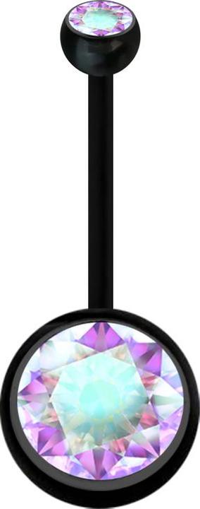 Produktbild Star Piercing Banane Schwangerschaft schwarz mit zwei Kugeln Kristall gross multicolor (ohne Messing, Bioflex)
