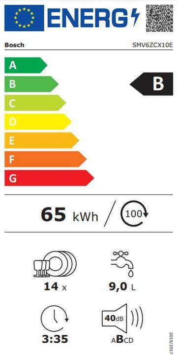 Label énergétique Bosch Hausgeräte SMV6ZCX10E
