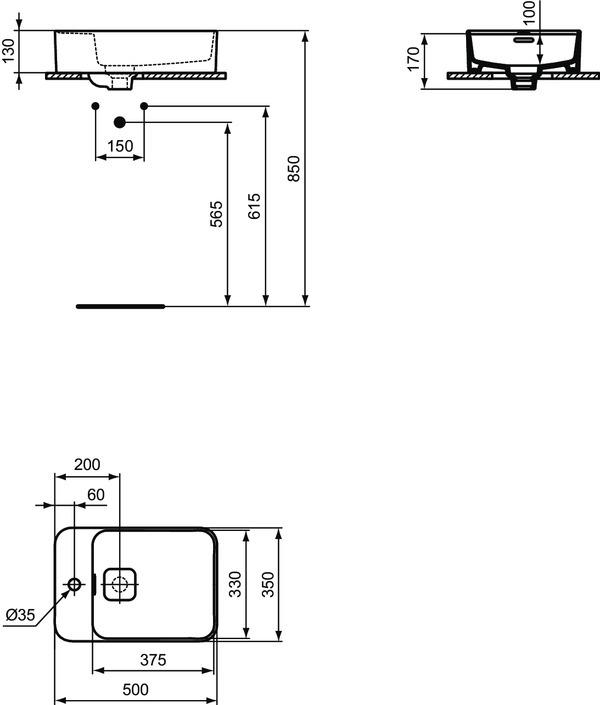 Image du produit Ideal Standard Vasque à poser Strada II 50 x 35 cm blanc T296401 (350 mm, 500 mm)