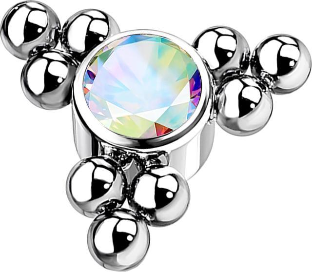 Produktbild Star Piercing Dermal Anchor silber Kugeln Dreieck mit Kristall multicolor (Titan G23, ohne Messing)