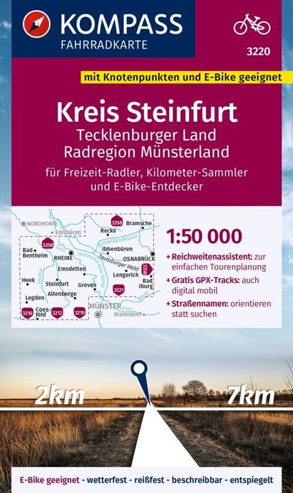 Actual product image Cycling map 3220 Steinfurt district, Tecklenburger Land, Münsterland cycling region with