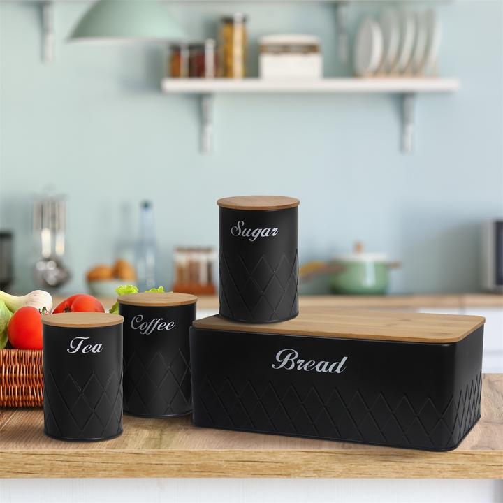 Produktbild neuetischkultur Brotkasten Vorratsdosen 4er-Set Schwarz