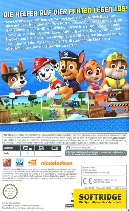 Produktbild Bandai Namco Paw Patrol: Im Einsatz (Switch, DE)