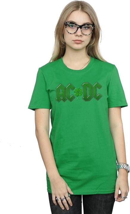 Actual product image AC/DC Womens/Ladies Shamrock Logo Cotton Boyfriend T-Shirt (XL)