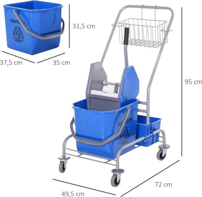 Actual product image Swisshandel24 Putzwagen Reinigungswagen Fahreimer Putzeimer 25 Liter mit 4 Rollen Blau (1 pcs.)