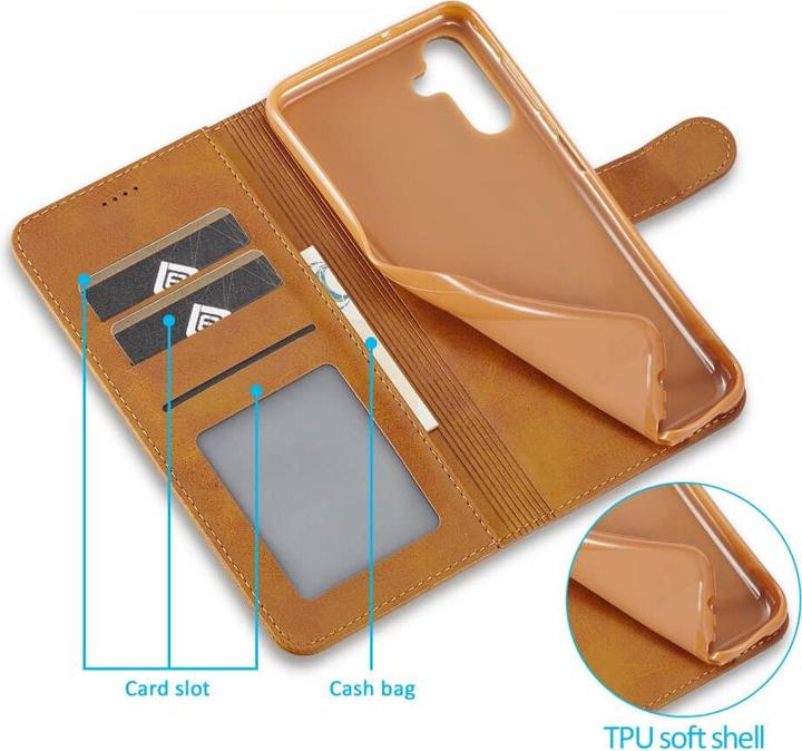 Actual product image LC.Imeeke Galaxy A15 - Leather case cover light brown (Samsung Galaxy A15)