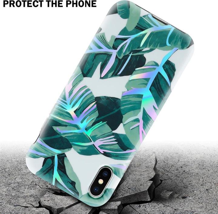 Actual product image Cadorabo IMD TPU Colorful Flowers & Leaves Cover (Apple iPhone X)