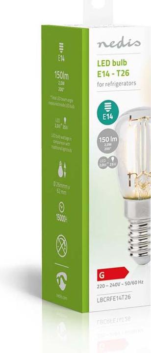 Actual product image Nedis Fridge lamp | LED | E14 | 2 W | T26 (E14, 2 W, 150 lm, 1 x, G)