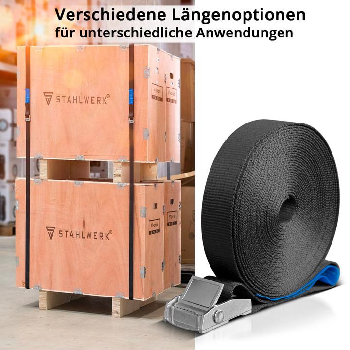 Produktbild Stahlwerk Spanngurt 4er Set 6 m x 25 mm LC 250 daN Befestigungsriemen Zurrgurt