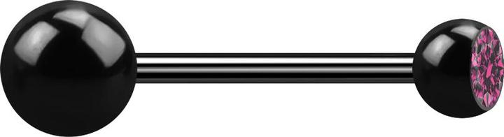 Produktbild Star Piercing Micro Barbell schwarz mit Kugel und Kugeln Kristall pink (Chirurgenstahl 316L, ohne Messing)